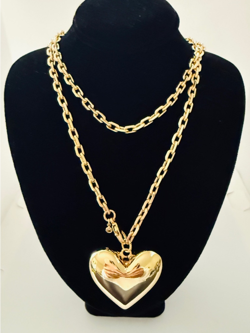 Evereve Gold Layered Chain Necklace with Heart Pendant